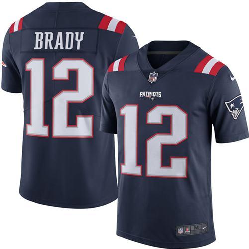 Nike Patriots #12 Tom Brady Navy Blue Youth Stitched NFL Limited Rush Jersey